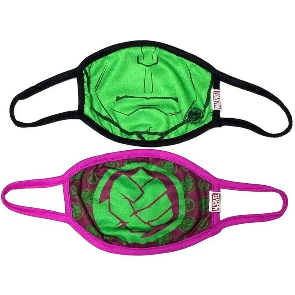 Marvel HULK 2 Pcs. Re-Usable Cloth Face Mask (4+) NWOT
